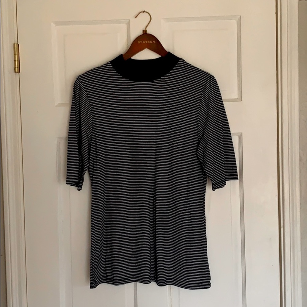 navy/white stripe mock neck t-shirt from anthro